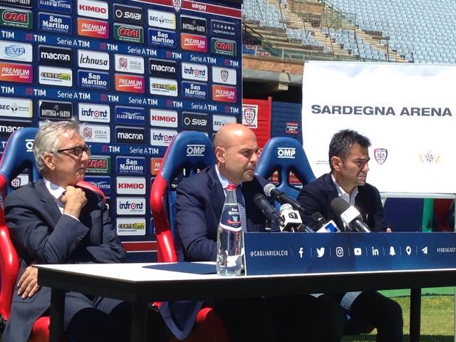Stadio provvisorio, la presentazione: si chiamerà Sardegna Arena 30 conferenza stampa giulini zedda pigliaru