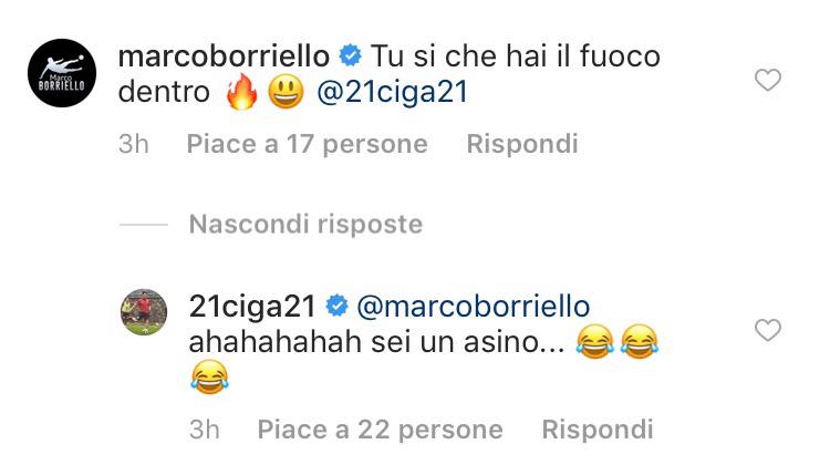 borriello cigarini sei un asino commento instagram