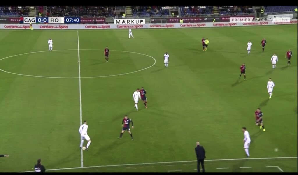 CAGLIARI FIORENTINA analisi tattica metà campo