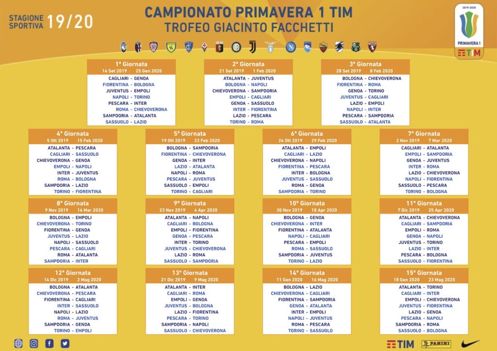 Calendario Primavera 1 TIM 2019 2020