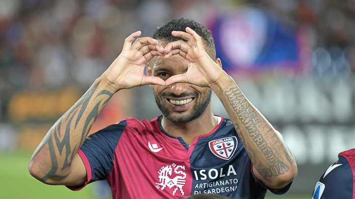 Genoa, Italy. 24 April 2022. Joao Pedro of Cagliari Calcio