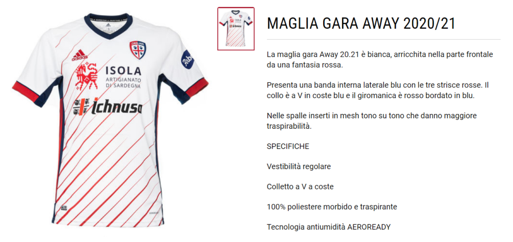 maglia cagliari adidas away 20 21