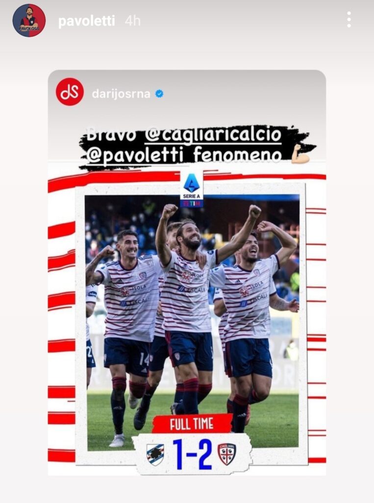 L'ex Srna esalta Pavoletti: «Fenomeno» - FOTO 27 Screenshot 20220106 193819