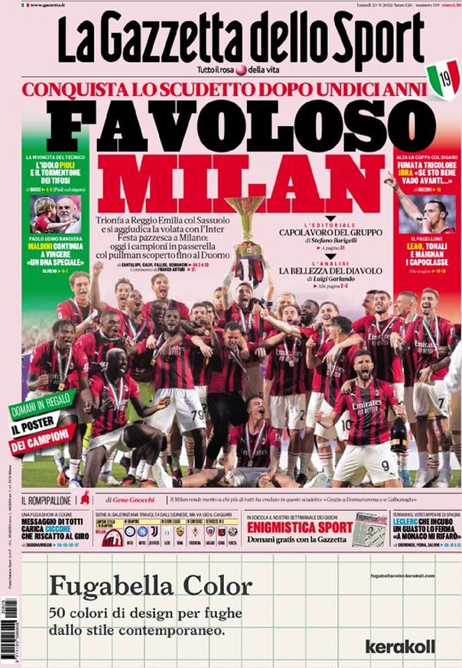 Le prime pagine dei quotidiani sportivi di oggi – 23 maggio 28 la gazzetta dello sport 005302351