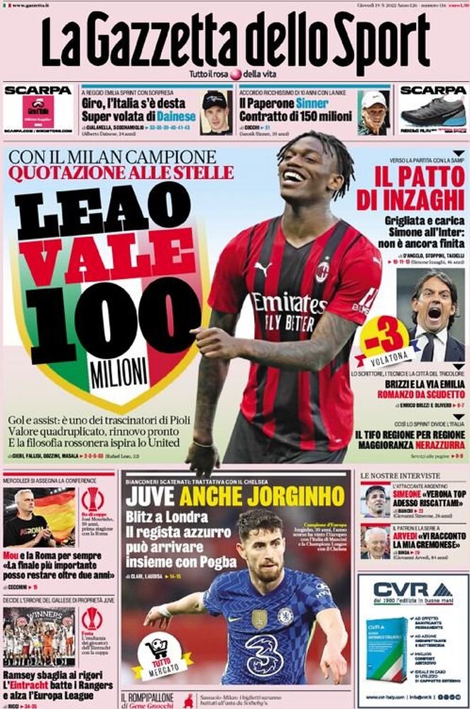 Le prime pagine dei quotidiani sportivi di oggi – 19 maggio 28 la gazzetta dello sport 065103424