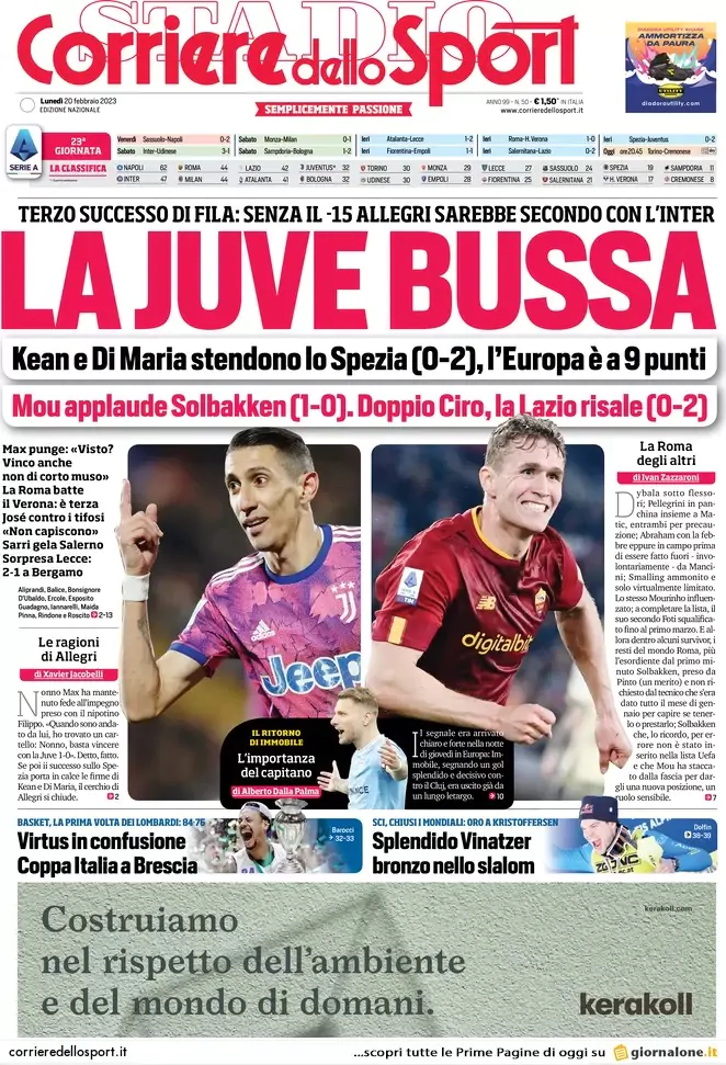 Le prime pagine dei principali quotidiani sportivi – 20 febbraio 28 11B4794C 0801 442B A3DB 97918A7636F4