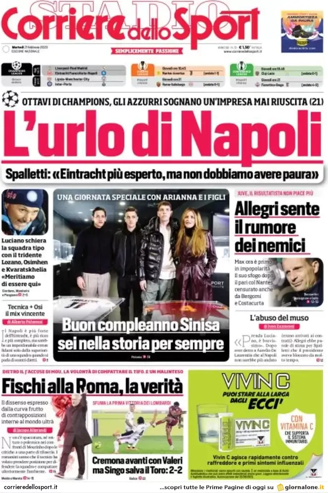 Rassegna stampa: prime pagine quotidiani sportivi – 21 febbraio 2023 28 2F9DF731 0BDC 4879 8D1A D6A48DE0E1AF