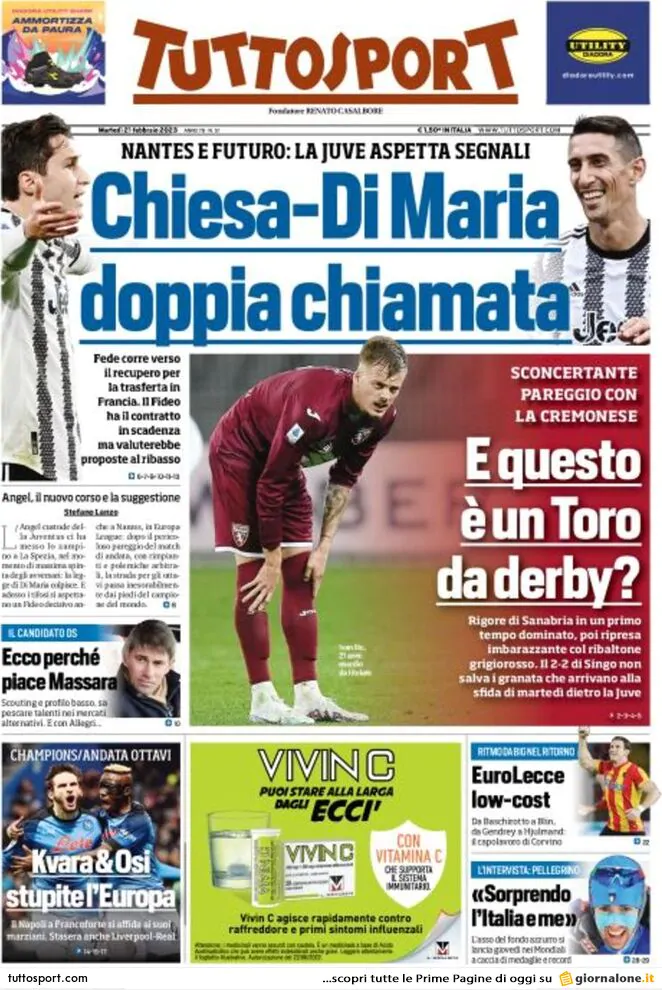 Rassegna stampa: prime pagine quotidiani sportivi – 21 febbraio 2023 29 3503A773 3F01 4E1D 9FBD 897A65F8299E