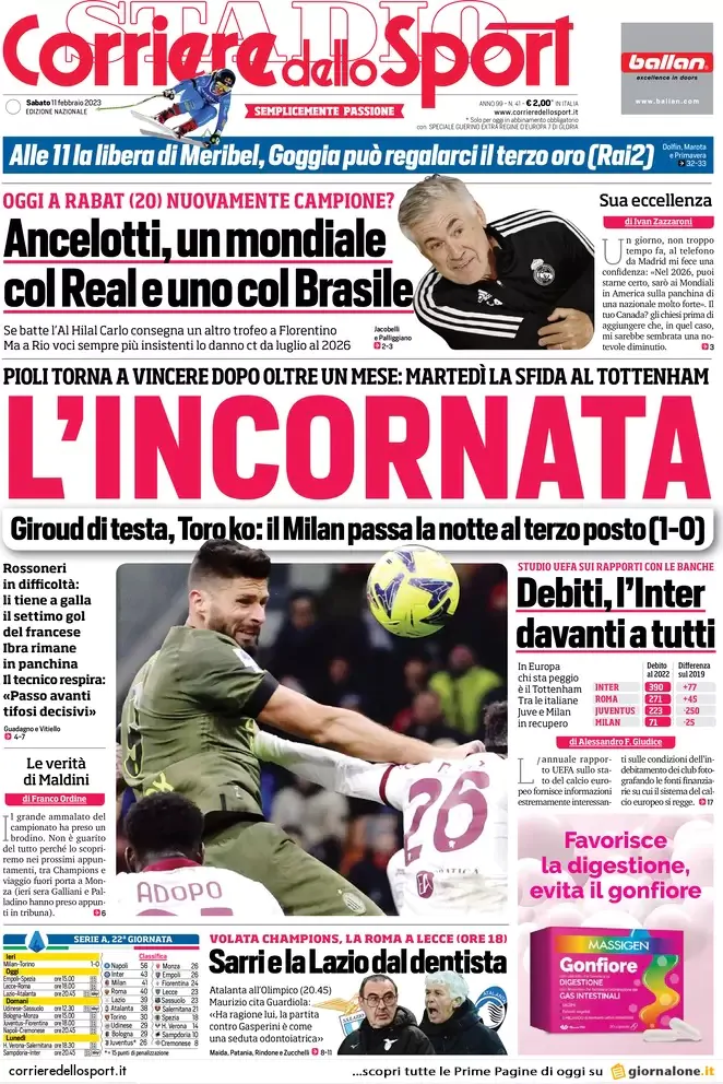 Le prime pagine dei principali quotidiani sportivi – 11 febbraio 28 WhatsApp Image 2023 02 11 at 07.52.01