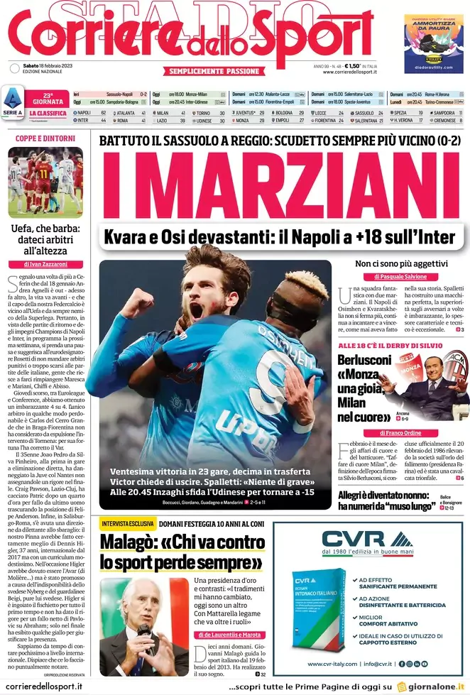 Le prime pagine dei principali quotidiani sportivi – 18 febbraio 28 WhatsApp Image 2023 02 18 at 07.54.35
