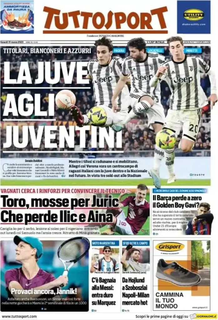Le prime pagine dei principali quotidiani sportivi – 31 marzo 29 WhatsApp Image 2023 03 31 at 07.41.04