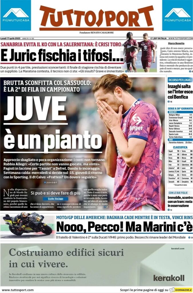 Le prime pagine dei principali quotidiani sportivi – 17 aprile 27 IMG 9385