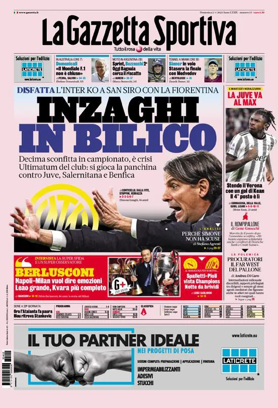 Le prime pagine dei principali quotidiani sportivi – 2 aprile 27 WhatsApp Image 2023 04 02 at 07.56.23