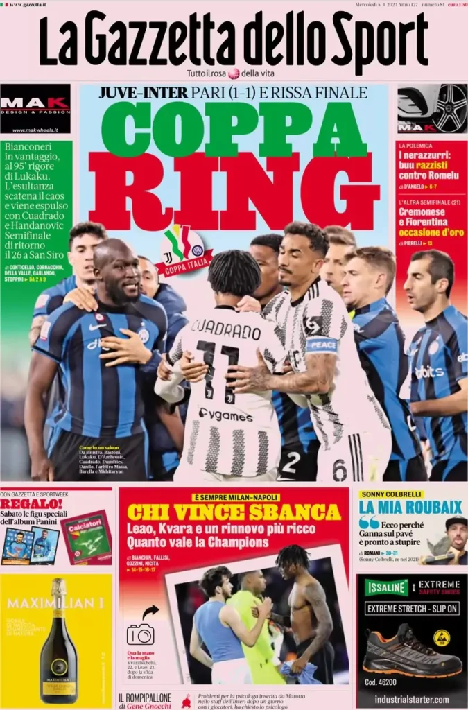 Le prime pagine dei principali quotidiani sportivi – 5 aprile 27 WhatsApp Image 2023 04 05 at 07.57.01
