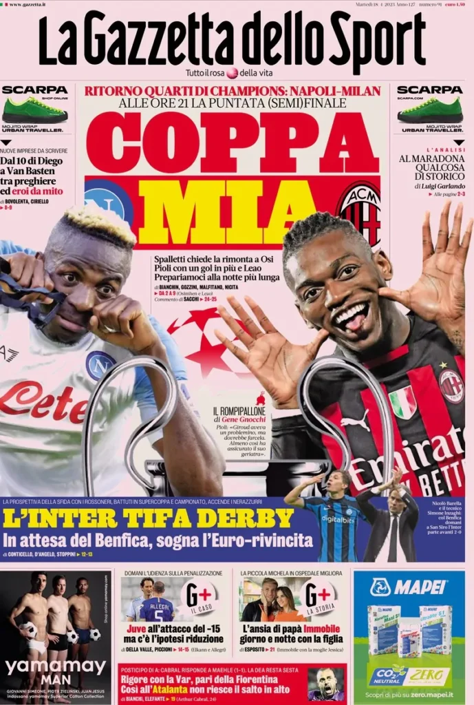 Le prime pagine dei principali quotidiani sportivi – 18 aprile 27 WhatsApp Image 2023 04 18 at 07.55.15
