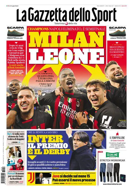 Le prime pagine dei principali quotidiani sportivi – 19 aprile 27 WhatsApp Image 2023 04 19 at 07.37.29