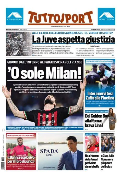 Le prime pagine dei principali quotidiani sportivi – 19 aprile 29 WhatsApp Image 2023 04 19 at 07.37.30