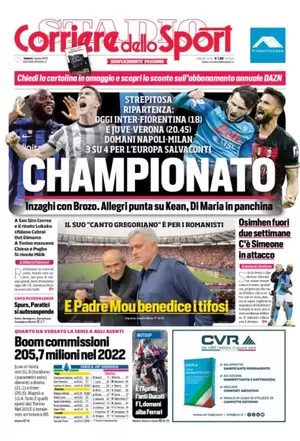 Le prime pagine dei principali quotidiani sportivi – 1 aprile 28 corriere dello sport 002307666