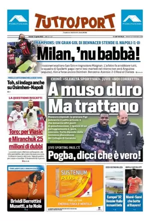 Le prime pagine dei principali quotidiani sportivi – 13 aprile 29 tuttosport 001313974
