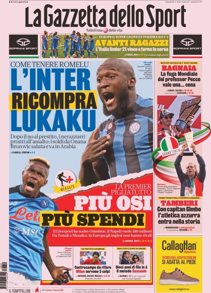 Le prime pagine dei principali quotidiani sportivi – 26 giugno 27 IMG 0741