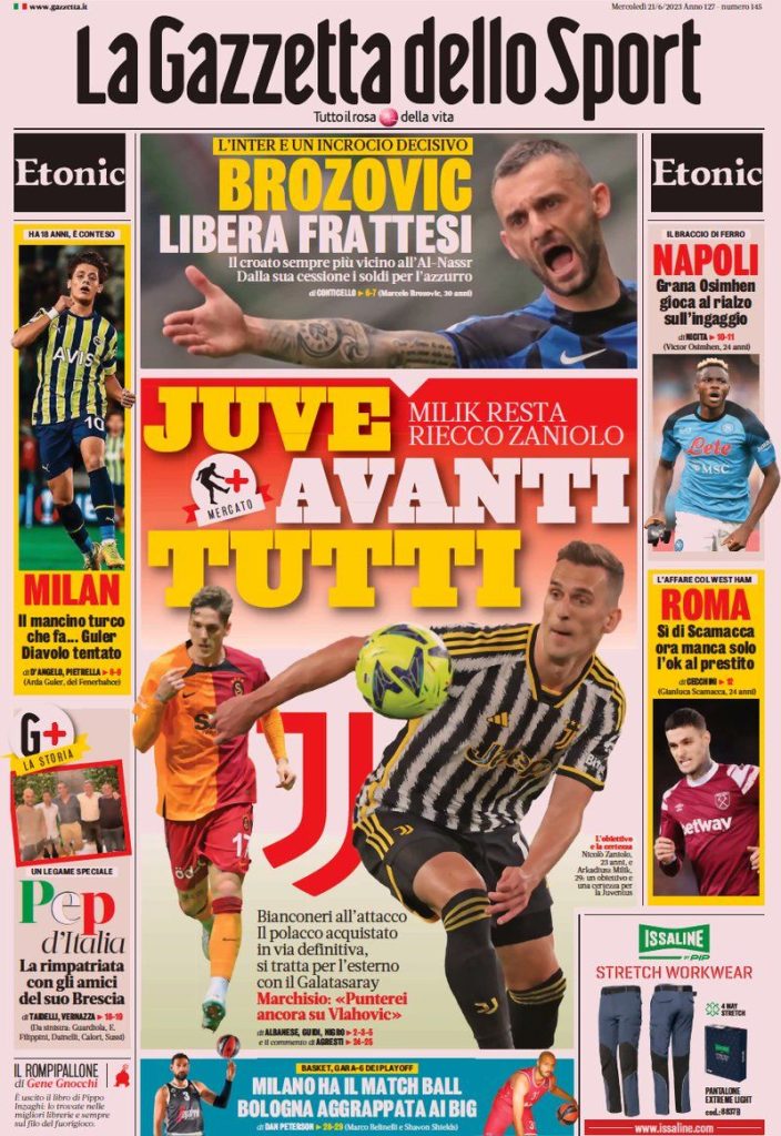 Le prime pagine dei principali quotidiani sportivi – 21 giugno 27 WhatsApp Image 2023 06 21 at 07.11.08