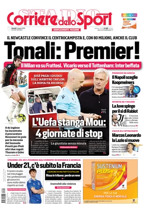 Le prime pagine dei principali quotidiani sportivi – 22 giugno 28 corriere dello sport 072448057