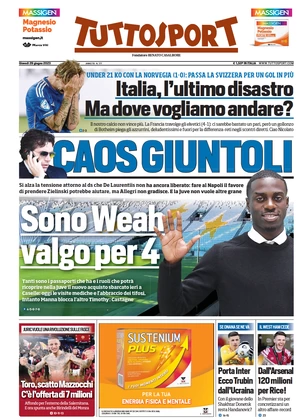 Le prime pagine dei principali quotidiani sportivi – 29 giugno 29 tuttosport 020013601