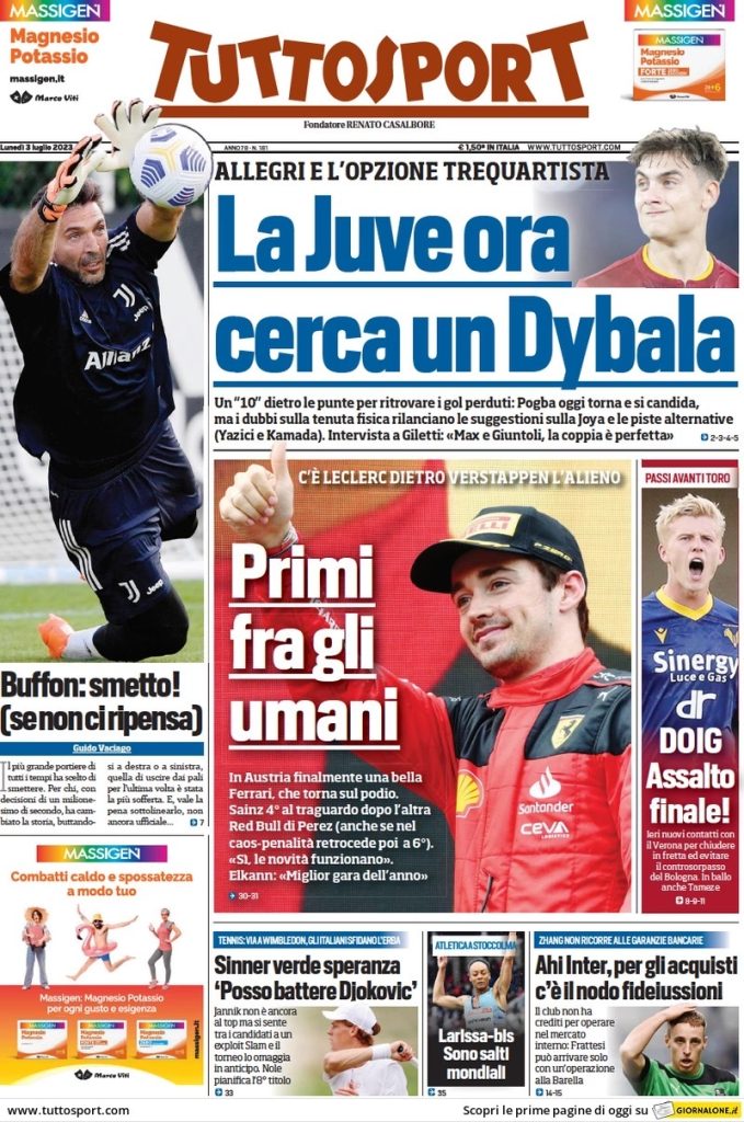 Le prime pagine dei principali quotidiani sportivi – 3 luglio 29 IMG 0839