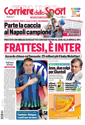Le prime pagine dei principali quotidiani sportivi – 5 luglio 28 corriere dello sport 070950018