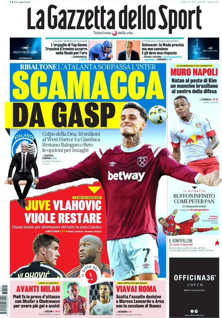 Le prime pagine dei principali quotidiani sportivi – 5 agosto 27 WhatsApp Image 2023 08 05 at 07.58.20