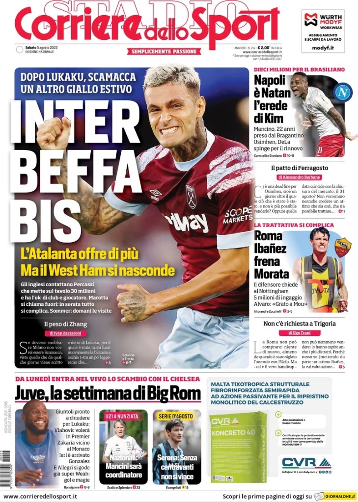 Le prime pagine dei principali quotidiani sportivi – 5 agosto 28 WhatsApp Image 2023 08 05 at 07.59.16