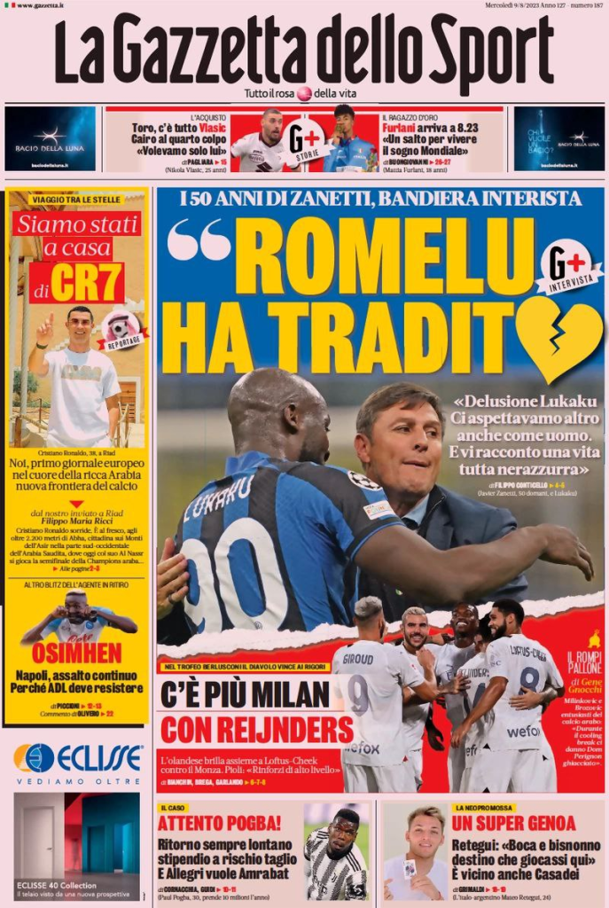 Le prime pagine dei principali quotidiani sportivi – 9 agosto 27 image 11