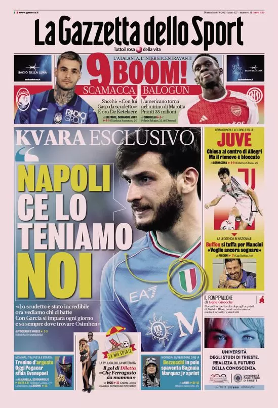 Le prime pagine dei principali quotidiani sportivi – 6 agosto 27 la gazzetta dello sport 010022500