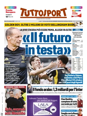 Le prime pagine dei principali quotidiani sportivi – 22 settembre 29 tuttosport 073726206