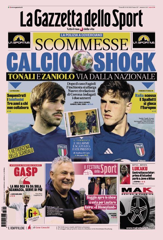Le prime pagine dei principali quotidiani sportivi – 13 ottobre 27 WhatsApp Image 2023 10 13 at 06.38.04
