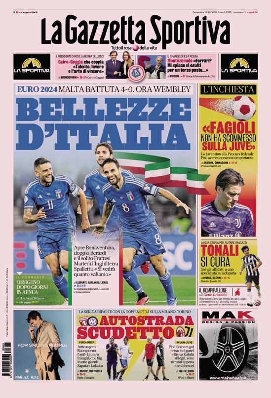 Le prime pagine dei principali quotidiani sportivi – 15 ottobre 27 WhatsApp Image 2023 10 15 at 07.12.09 2