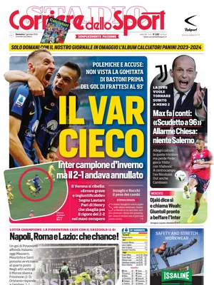Le prime pagine dei principali quotidiani sportivi – 7 gennaio 28 corriere dello sport 011201915