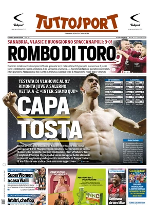 Le prime pagine dei principali quotidiani sportivi – 8 gennaio 29 tuttosport 070635930