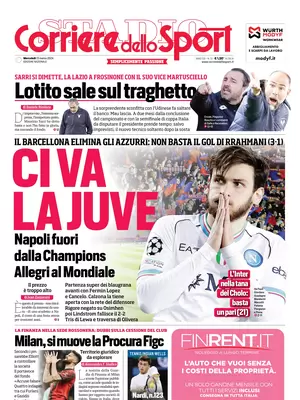 Le prime pagine dei principali quotidiani sportivi – 13 marzo 28 corriere dello sport 010021914