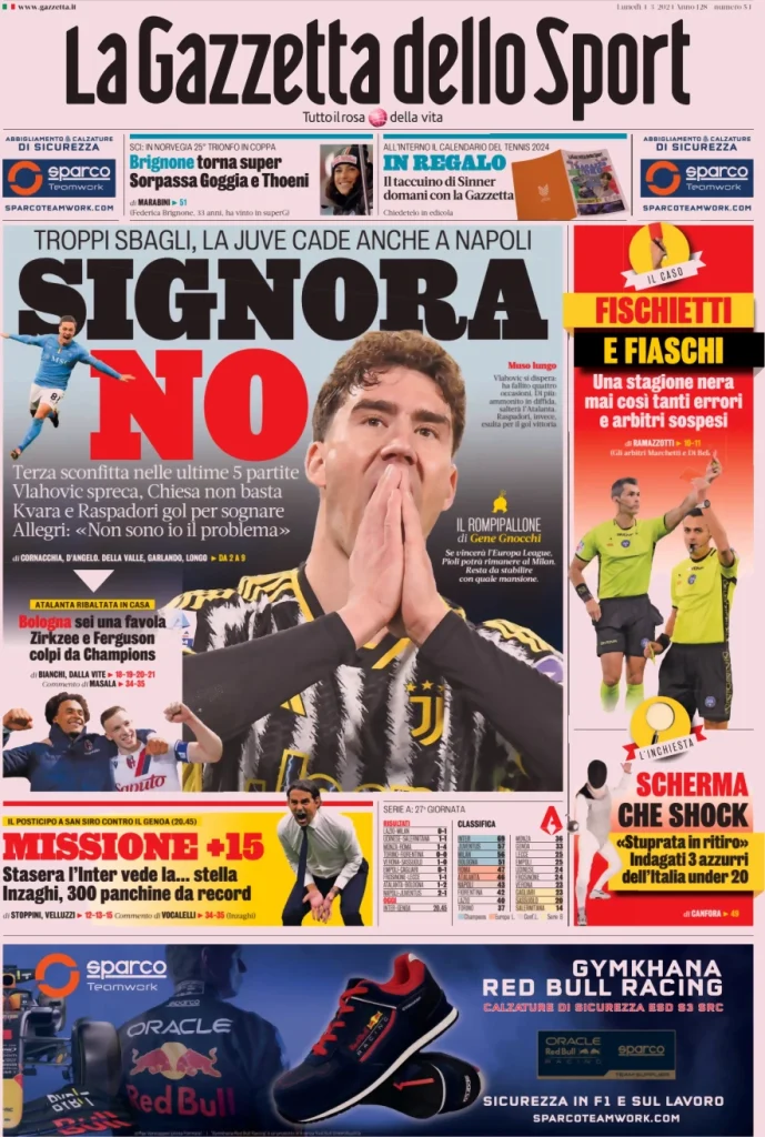 Le prime pagine dei principali quotidiani sportivi – 4 marzo 27 la gazzetta dello sport 050802728