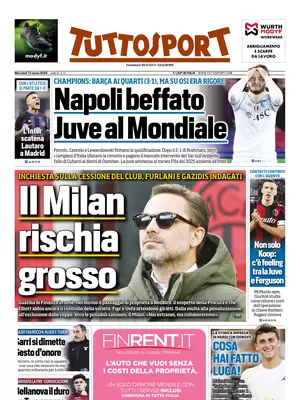 Le prime pagine dei principali quotidiani sportivi – 13 marzo 29 tuttosport 010014584