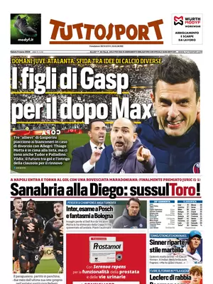 Le prime pagine dei principali quotidiani sportivi – 9 marzo 29 tuttosport 010014846