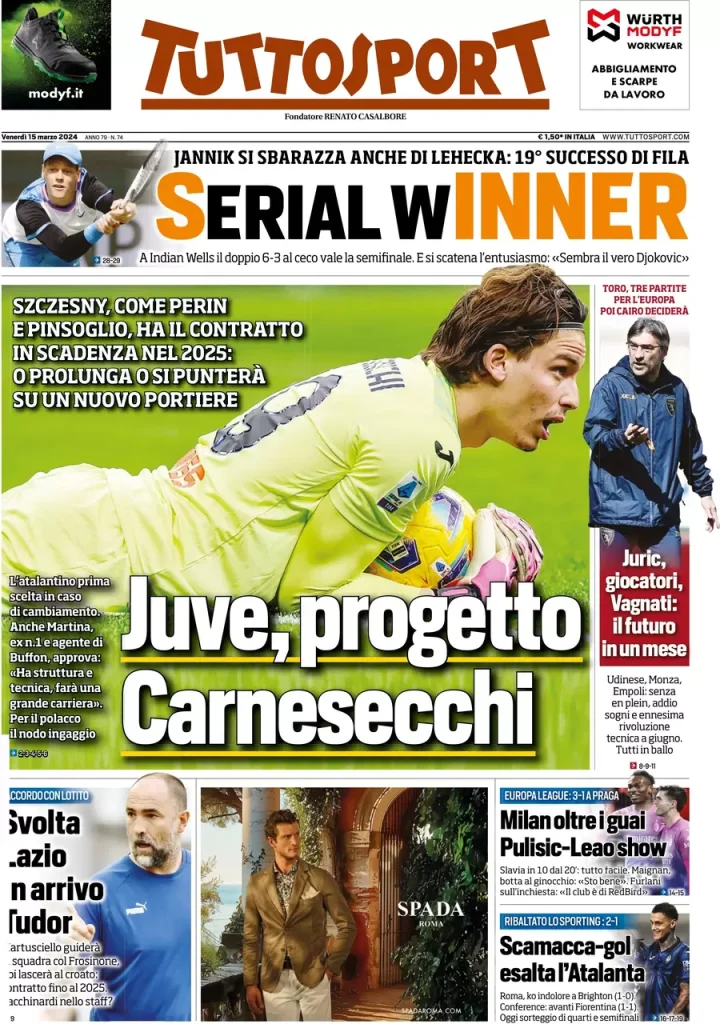 Le prime pagine dei principali quotidiani sportivi – 15 marzo 29 tuttosport 010018284