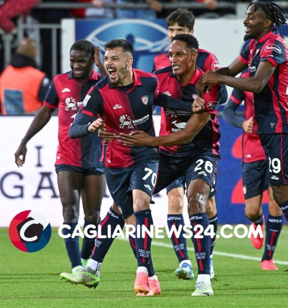 Cagliari Esultanza post gol Gaetano