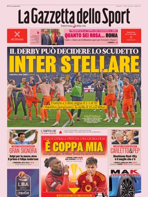 Le prime pagine dei principali quotidiani sportivi – 9 aprile 27 la gazzetta dello sport 051201552