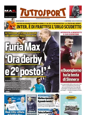 Le prime pagine dei principali quotidiani sportivi – 9 aprile 29 tuttosport 002040835