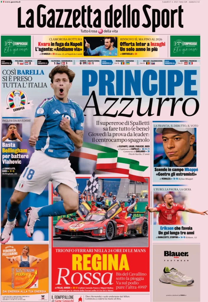 Le prime pagine dei principali quotidiani sportivi – 17 giugno 27 la gazzetta dello sport 050011820