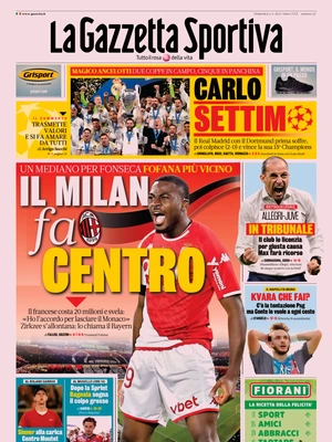 Le prime pagine dei principali quotidiani sportivi – 2 giugno 27 la gazzetta dello sport 050803638