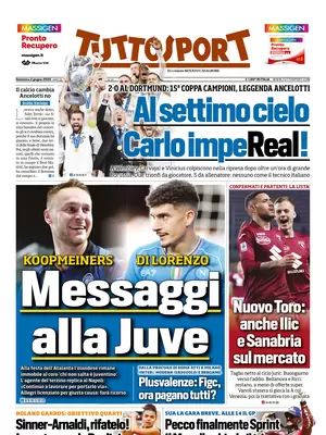 Le prime pagine dei principali quotidiani sportivi – 2 giugno 29 tuttosport 002039085