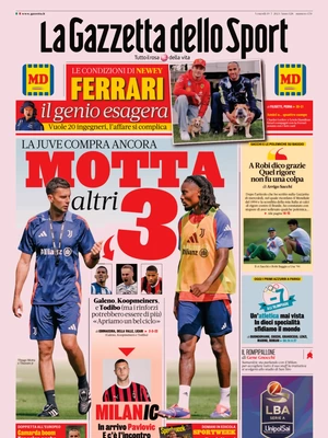 Le prime pagine dei principali quotidiani sportivi – 19 luglio 27 la gazzetta dello sport 050804074